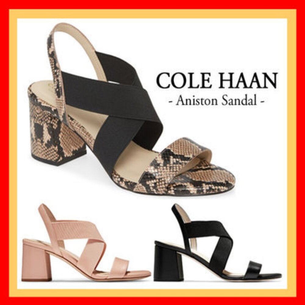 Cole Haan Grand Women's Leather Snake Print Heeled Sandals 8.5 - Picture 3 of 11